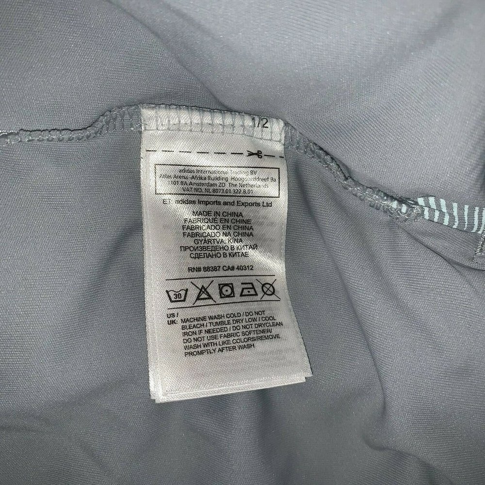 Adidas ClimaCool Mens Golf Polo Shirt Size L Gray Turquoise Yellow Green Stripe - Picture 5 of 7